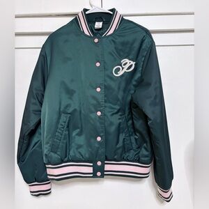 Victoria’s Secret PINK Anniversary Edition Green Satin Varsity Jacket
